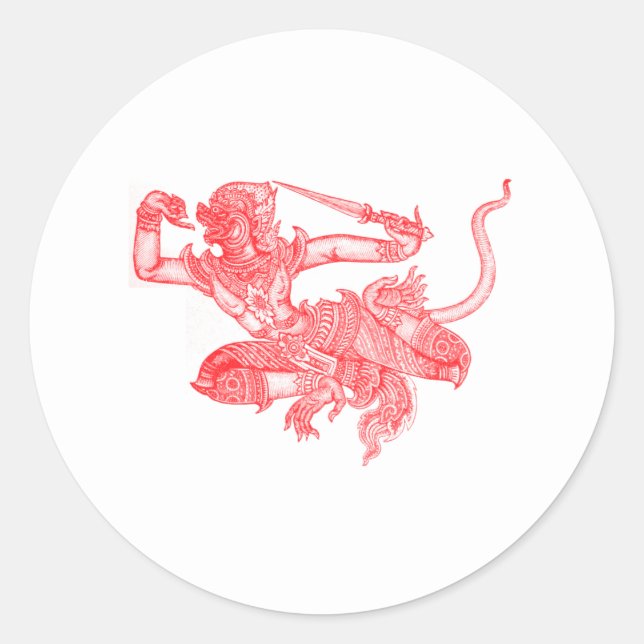 Hanuman Vintage Book Illustration Classic Round Sticker (Front)