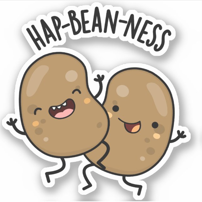 Hap-bean-ness Funny Bean Pun  Sticker (Front)