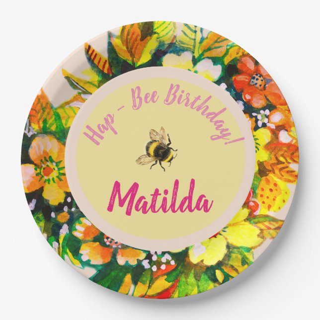 Hap - Bee Birthday Paper Plates (Front)