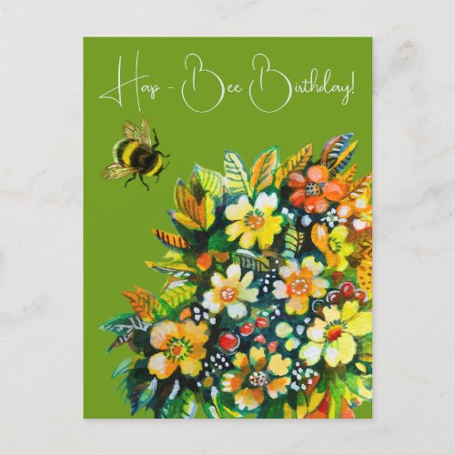 Hap _ Bee Birthday Postcard