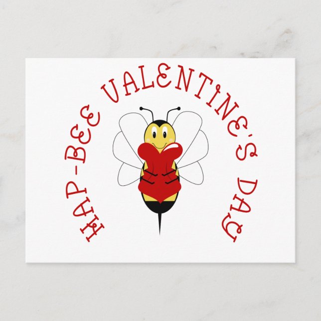 Hap-bee Valentine's Day Postcard (Front)
