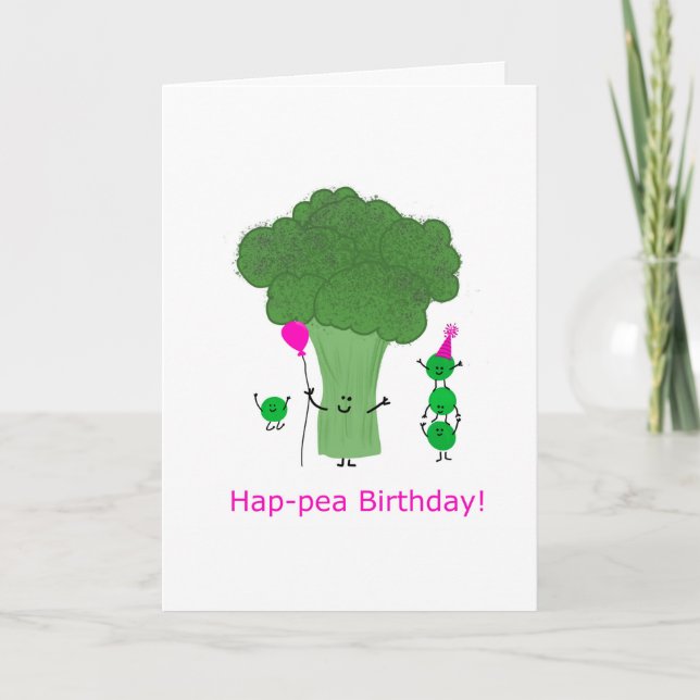 Hap-pea Birthday, Love you Bunches Punny Card (Front)