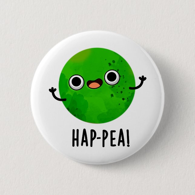 Hap-pea Funny Happy Pea Pun Button (Front)