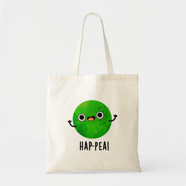 Hap-pea Funny Happy Pea Pun Tote Bag (Front)