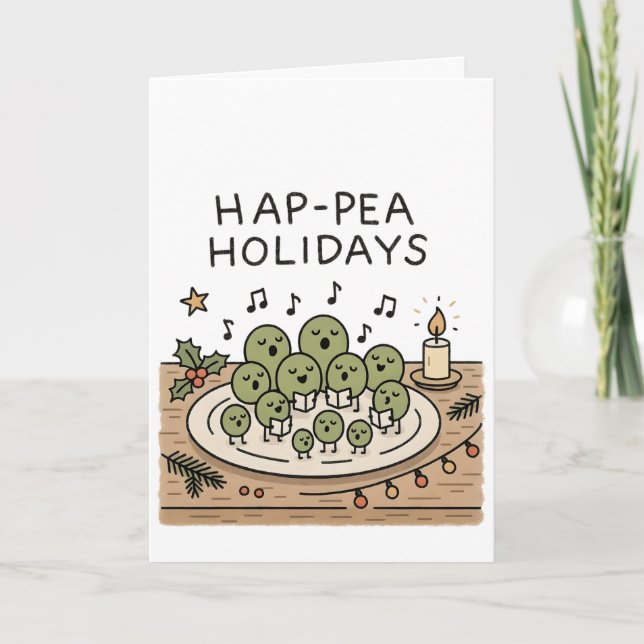 Hap-pea Holidays! Funny Christmas Card (Front)