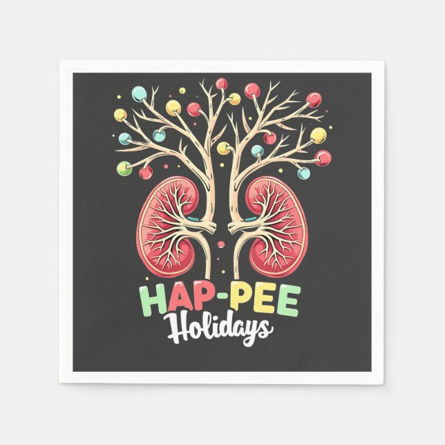 Hap-Pee Holidays Dialysis Kidney Awareness Xmas Napkins (Front)