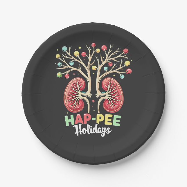 Hap-Pee Holidays Dialysis Kidney Awareness Xmas Paper Plates (Front)