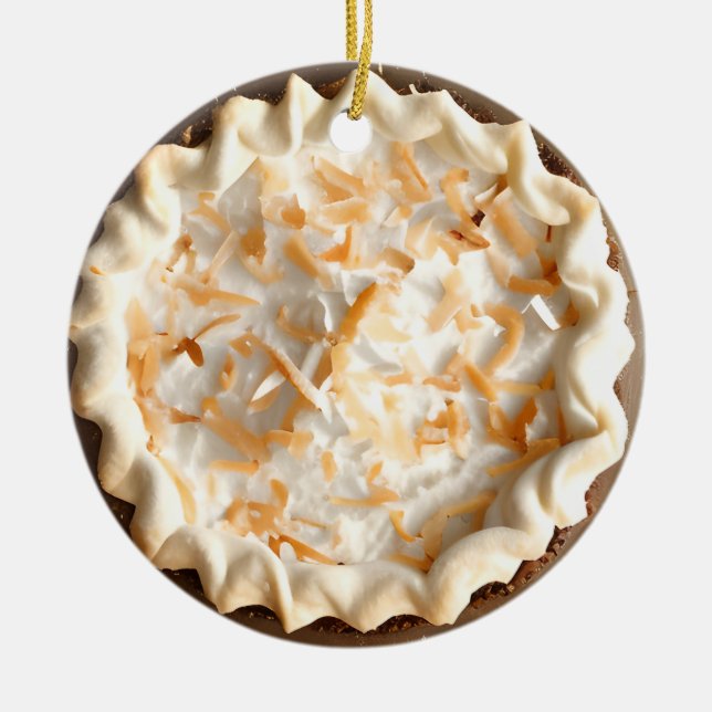 Hap-pie Christmas | Coconut Cream Pie Christmas Ceramic Ornament (Front)