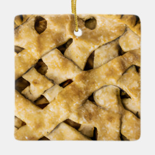 Hap-pie Christmas Funny Apple Pie Pun Ceramic Ornament