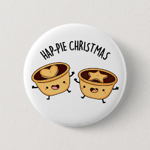 Hap-pie Christmas Funny Christmas Pie Pun Button