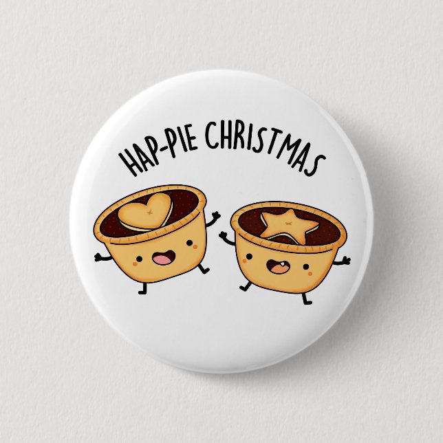 Hap-pie Christmas Funny Christmas Pie Pun  Button (Front)