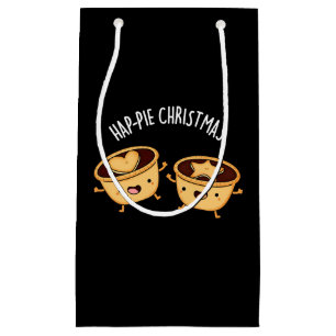Hap-pie Christmas Funny Christmas Pie Pun Dark BG Small Gift Bag