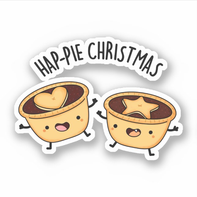 Hap-pie Christmas Funny Christmas Pie Pun  Sticker (Front)