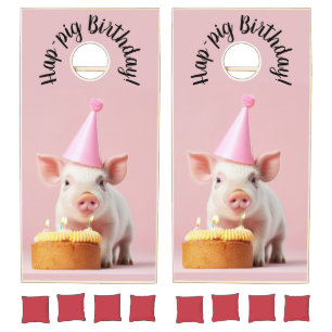 Hap-pig Birthday! Cornhole Set