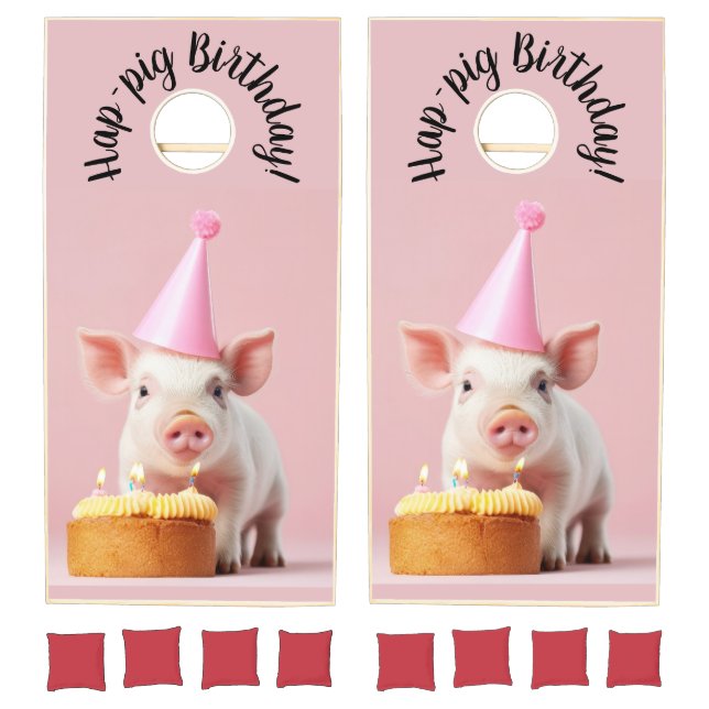 Hap-pig Birthday! Cornhole Set (Set)