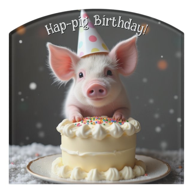 Hap pig Birthday Door Sign (Contour Front)