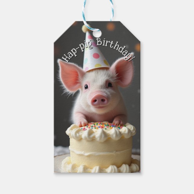 Hap pig Birthday Gift Tags (Front)