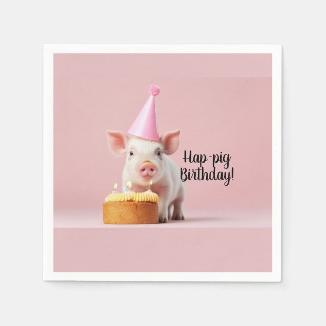 Hap-pig Birthday! Napkins (Front)