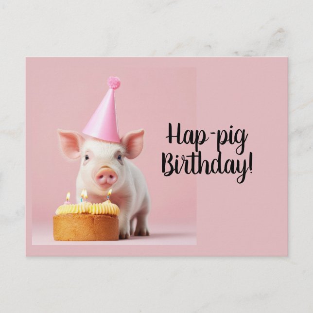 Hap-pig Birthday! Postcard (Front)