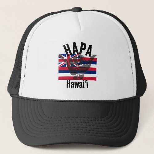 HAPA HAWAII HI Flag TRIBAL SHAKA BG Trucker Hat