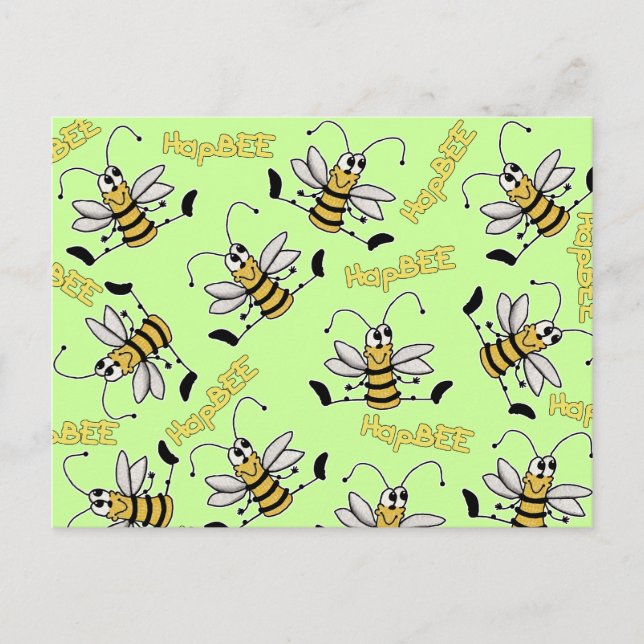 HapBEE Bee Collage Birthday Postcard (Front)