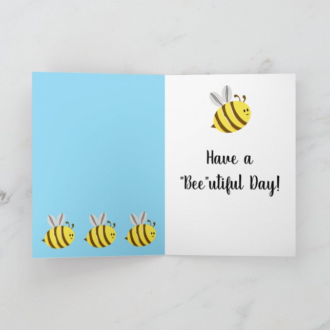 HapBee Birthday, cute bee personalised birthday Card (Inside)