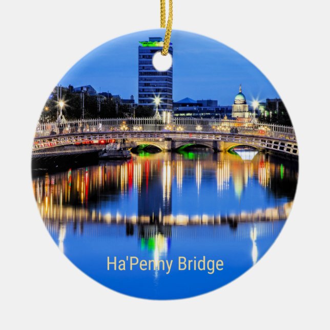 Ha'Penny Bridge, Dublin, Ireland Ceramic Ornament (Front)