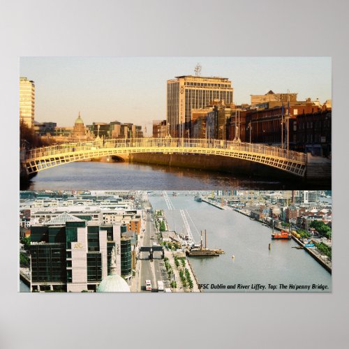 Hapenny Bridge Irish Financial Center Dublin Poster