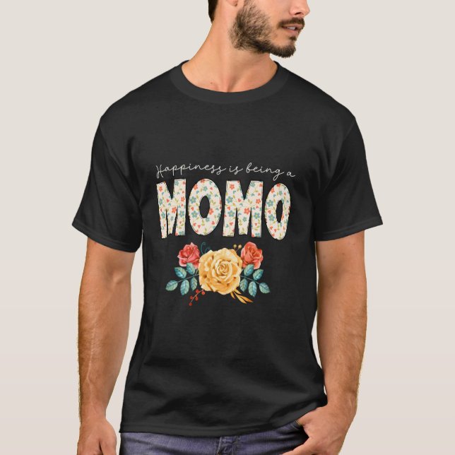 Hapess Is Being A Momo Floral Flower Grandma T-Shirt (Front)