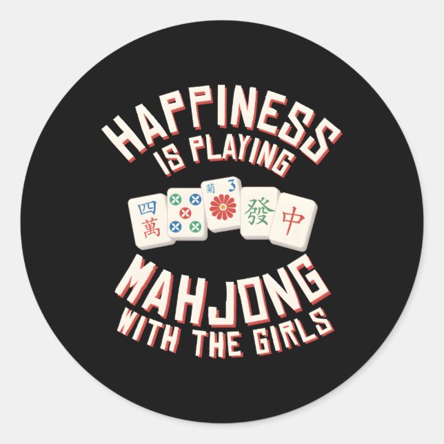 Hapess Playing Mahjong With The Classic Round Sticker (Front)