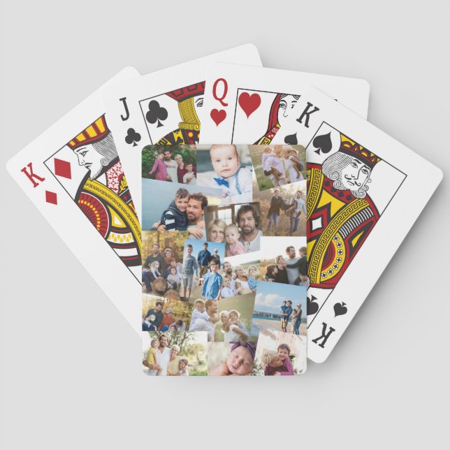 Haphazardly Overlapping Photos Collage Template Poker Cards (Back)