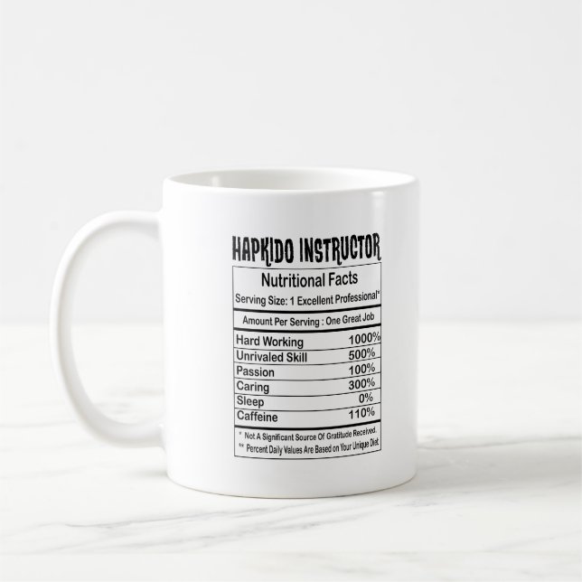 Hapkido Instructor Nutritional Facts 11oz Mug (Left)