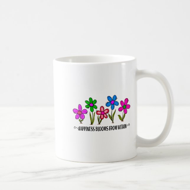 Hapness Blooms From A Within Insrational Motivatio Coffee Mug (Right)