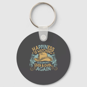 Hapness Is Watching Gunsmoke Funny Cowboy Hat Keychain