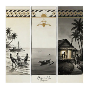 Hapon Na-End of Day Philippines Sumi-e Triptych