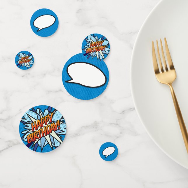 HAPP BIRTHDAY Speech Bubble Fun Retro Comic Book Confetti (Group)