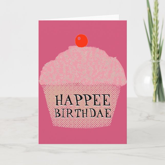 Happee Birthdae Cake Birthday Card (Front)