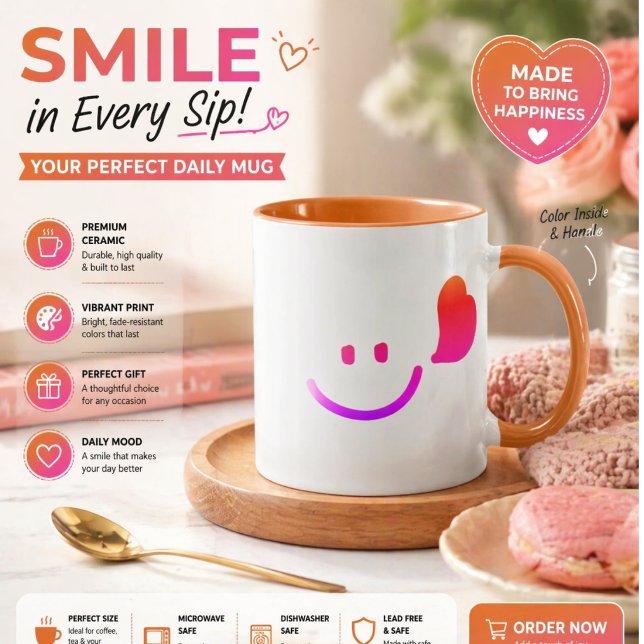 HappeSmiley Face with Heart – Minimalist Happy Vib Mug (Creator Uploaded)