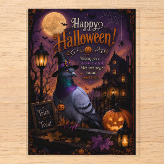 happgh halloween pigeon design acrylic enclosure card