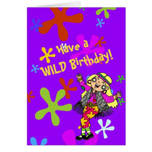 Happie Hippie Flower CHild Birthday Card