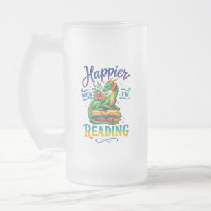 Happier When I'm Reading Frosted Glass Beer Mug