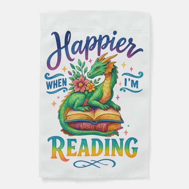 Happier When I'm Reading  Garden Flag (Front)