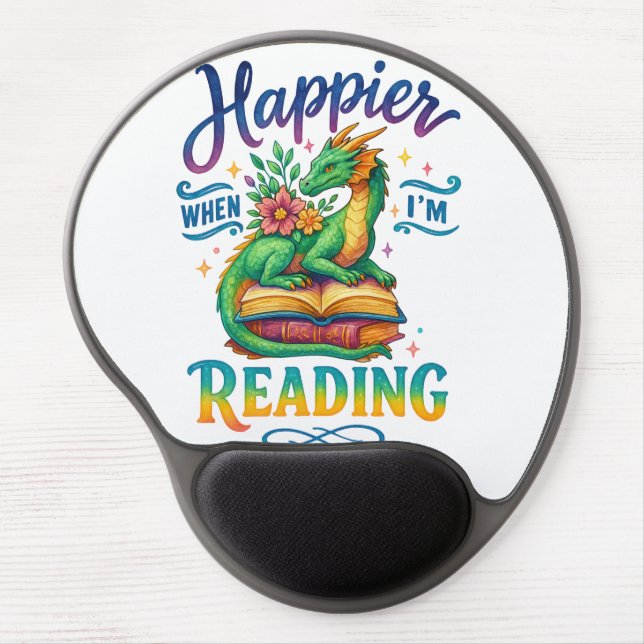 Happier When I'm Reading  Gel Mouse Pad (Front)