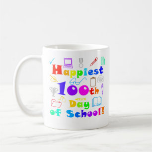 Happiest 100th Day of School, Colorful Teacher Coffee Mug