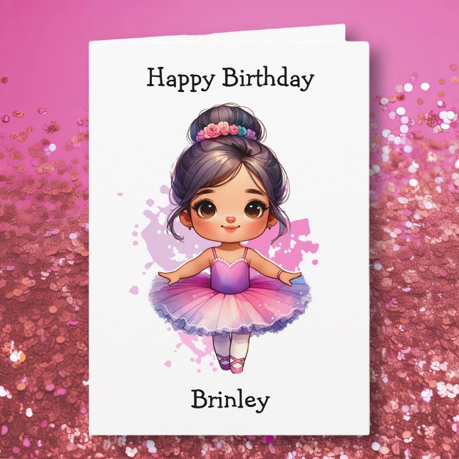 Happiest Birthday Ballerina Coloring Page Girl's Card (Creator Uploaded)