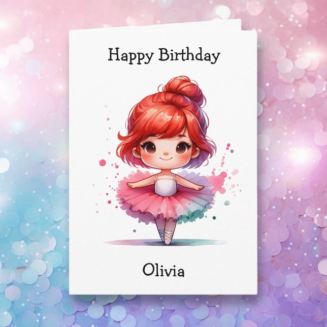 Happiest Birthday Ballerina Coloring Page Girl's Card (Creator Uploaded)