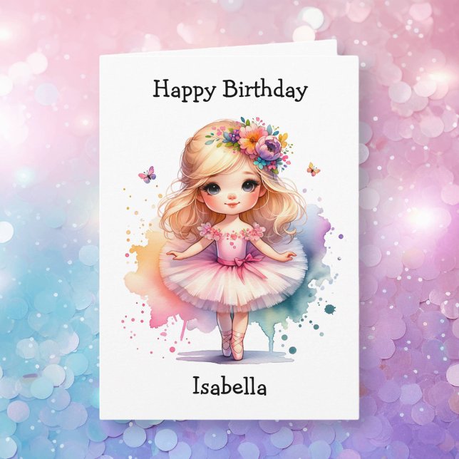 Happiest Birthday Ballerina Coloring Page Girl's Card (Creator Uploaded)