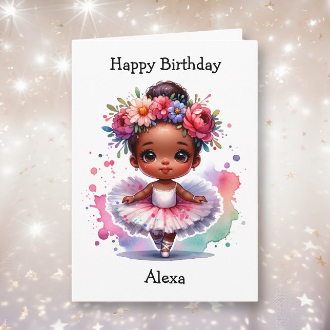 Happiest Birthday Ballerina Coloring Page Girl's Card (Creator Uploaded)