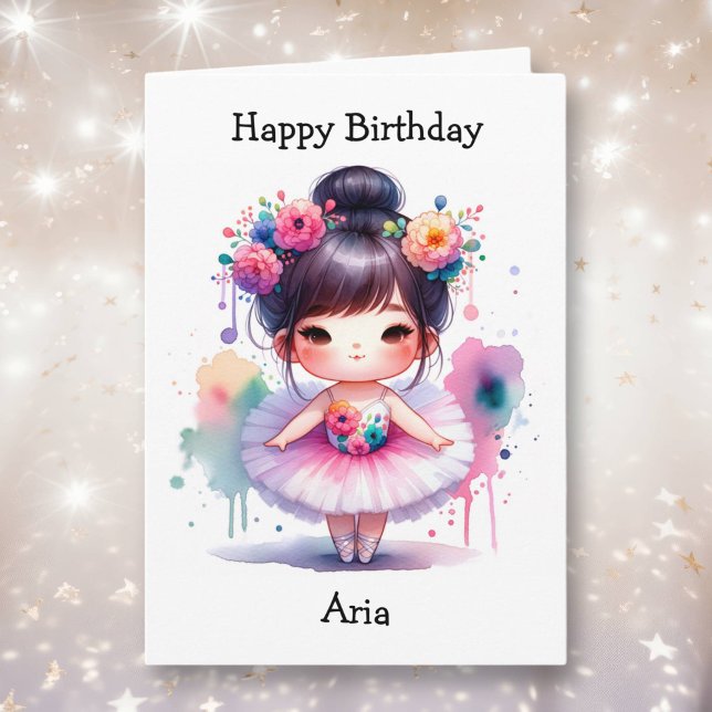Happiest Birthday Ballerina Coloring Page Girl's Card (Creator Uploaded)