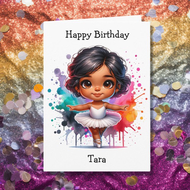 Happiest Birthday Ballerina Coloring Page Girl's Card (Creator Uploaded)
